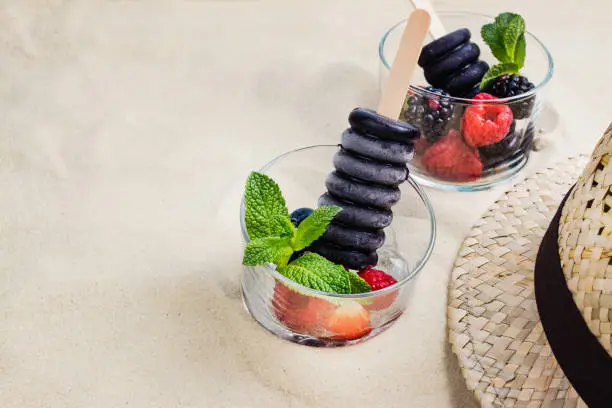 Photo of Trendy black charcoal ice cream popsicles