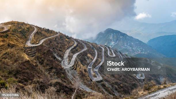 Zigzag Road Stock Photo - Download Image Now - Road, Sikkim, Zigzag