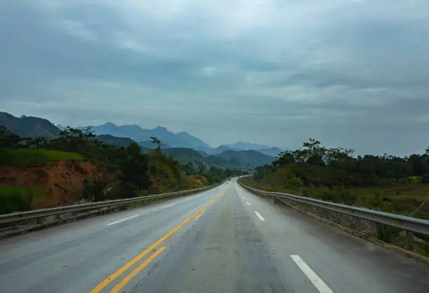 street view of new highway from hanoi to laocai province northern of vietnam