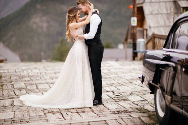 istock Beautiful wedding couple outdoors 953041408