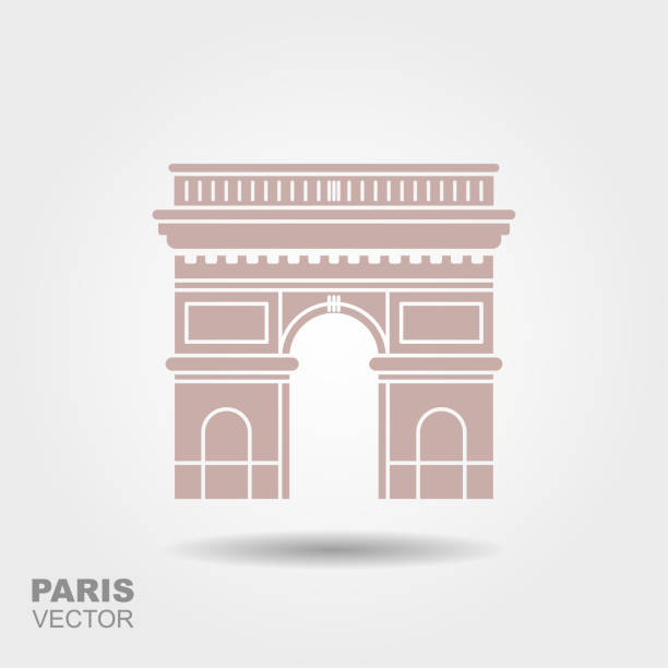 stockillustraties, clipart, cartoons en iconen met arc de triomphe, paris, frankrijk. reizen parijs pictogram - arc de triomphe