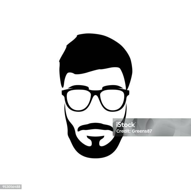 Portrait Of Bearded Man Hipster Style Vector Illustration Stock Illustration - Download Image Now