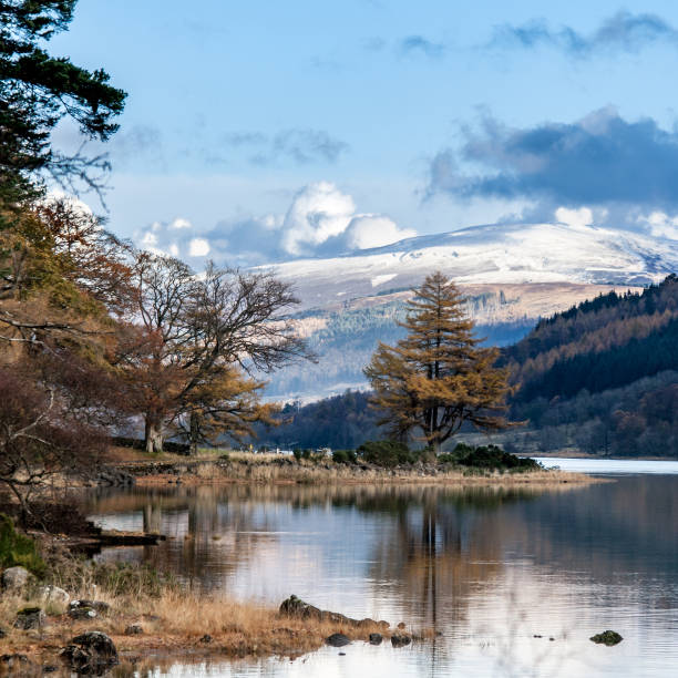 istock Scottish lochside view of snow covered mountains 953056798