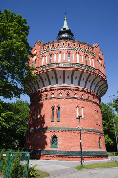 The Water Tower in Bydgoszcz, Poland, historic city landmark and viewpoint, Neo-Gothic architecture.