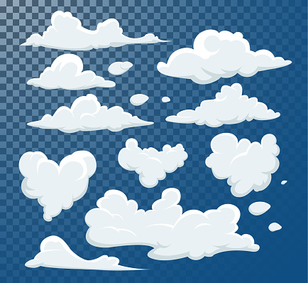 Cartoon Clouds Isolated On Blue Sky Vector Collection Stock Illustration -  Download Image Now - iStock
