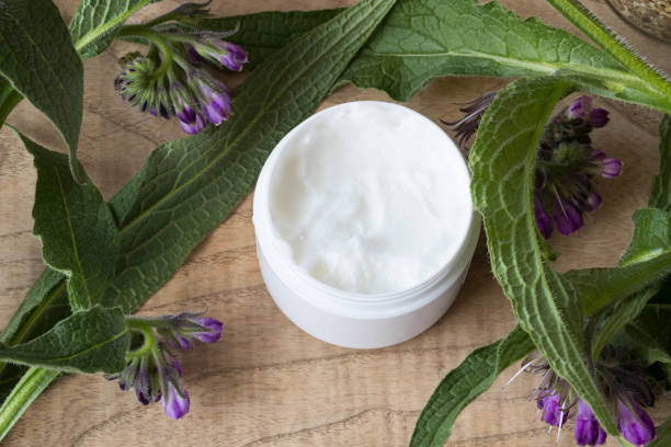 istock A jar of comfrey cream with fresh symphytum officinale 953082102