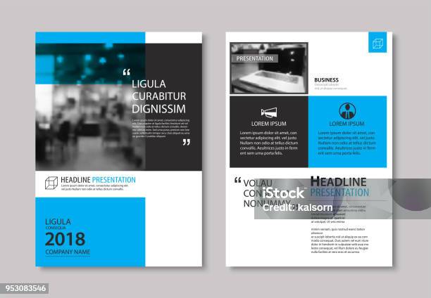 Set Of Blue Cover And Layout Brochure Flyer Poster Annual Report Design Templates Use For Business Book Magazine Presentation Portfolio Corporate Background Stock Illustration - Download Image Now
