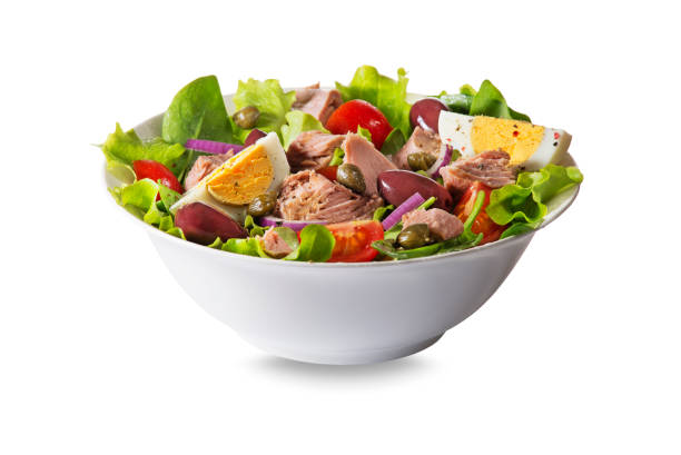 tuna salad - healthy eating portion onion lunch imagens e fotografias de stock