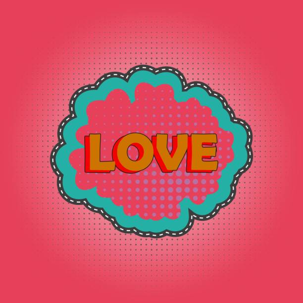 istock Hippie Love pop art, Pink Comic Speech Bubble. Retro Love cartoon hearts. Vector illustration in 1960s style. 953087098