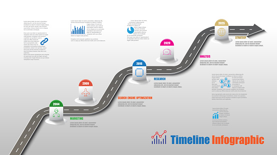 Business road map timeline infographic template with pointers designed for abstract background milestone modern diagram process technology digital marketing data presentation chart Vector illustration