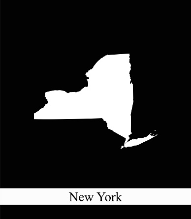 New York State Of Usa Map Vector Outline Illustration Black And White