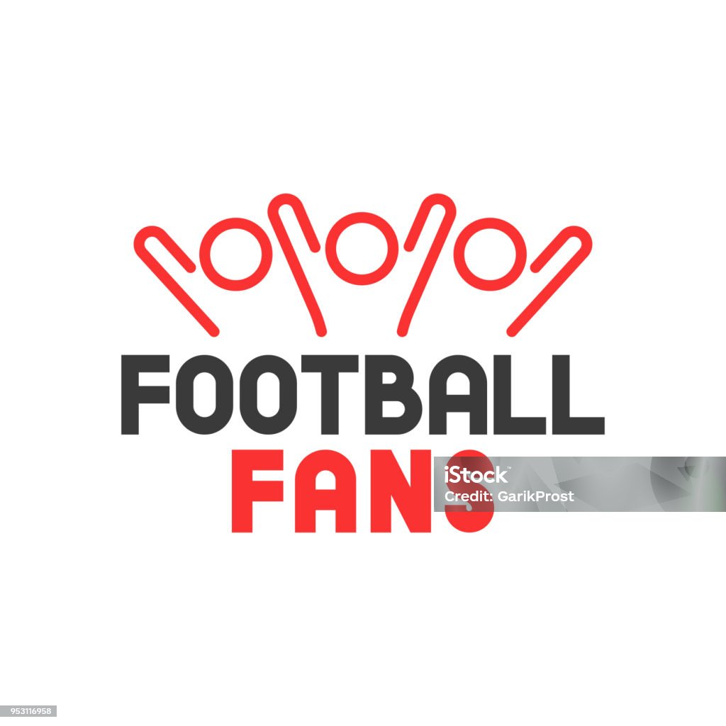 Vector icon group sport fans with football fans lettering Logo stock vector