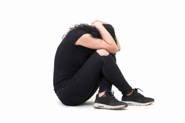 istock Woman  protecting herself on a white background 953146396