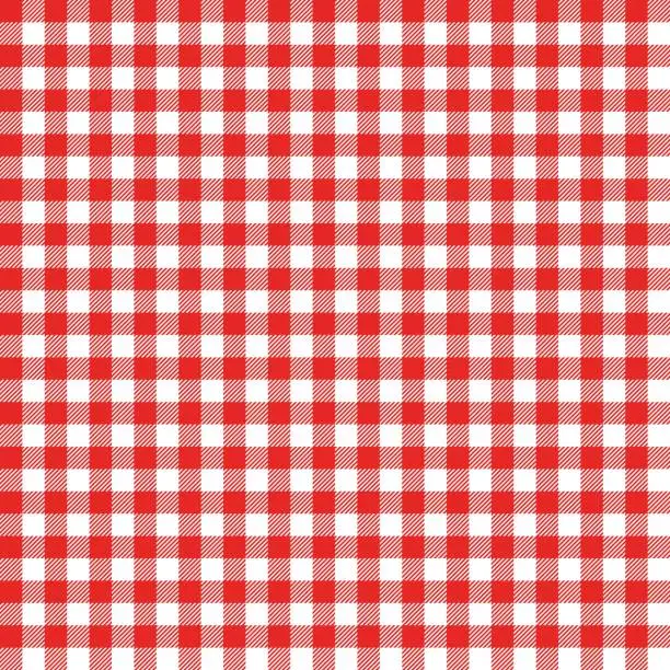 Vector illustration of Gingham seamless pattern. Red Italian tablecloth. Picnic tale cloth vector.