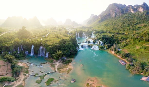 istock Panorama Ban Gioc Waterfall High Angle View (from drone), Vietnam 953151932
