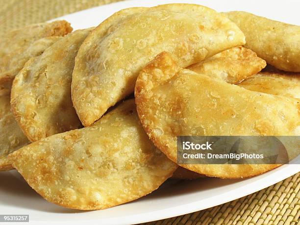 Crispy Empanadas On A White Plate Stock Photo - Download Image Now - Empanada, Mexican Culture, Baked Pastry Item