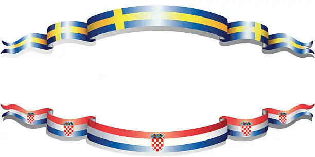 Vector illustration of Flags of Croatia and Sweden