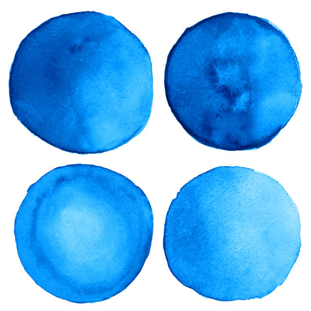 akwarelowy niebieski grunge okrąg - rough backgrounds close up color image stock illustrations