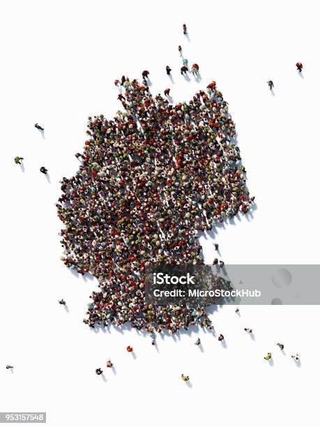 Human Crowd Forming A Germany Map Population And Social Media Concept Stock Photo - Download Image Now