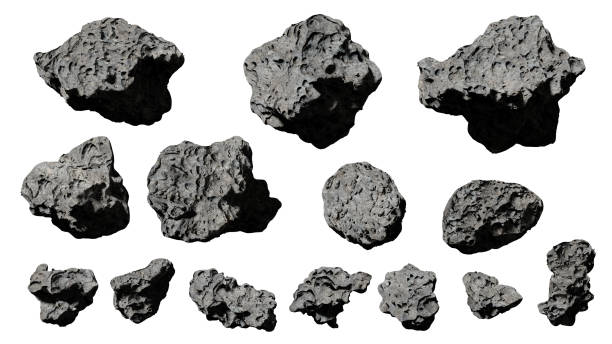 istock group of asteroids isolated on white background (3d rendering) 953158870