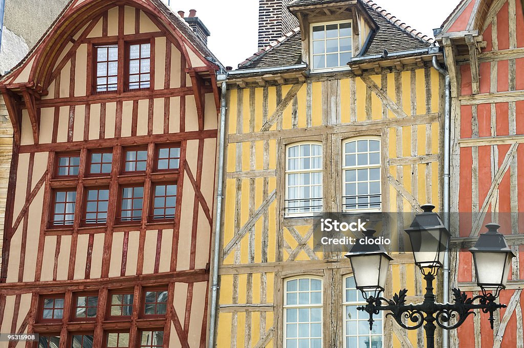 Troyes (Champagne, França)-Estrutura de Madeira edifícios - Royalty-free Amarelo Foto de stock