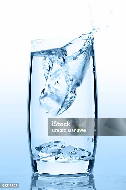 Water Glass Blue Stock Photo - Download Image Now - Blue, Color Image, Drinking Glass