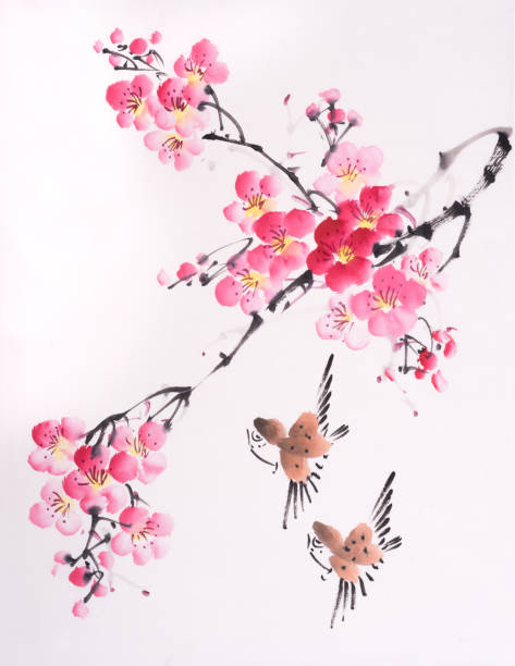 istock Traditional chinese painting Spring plum blossom and birds 953173100