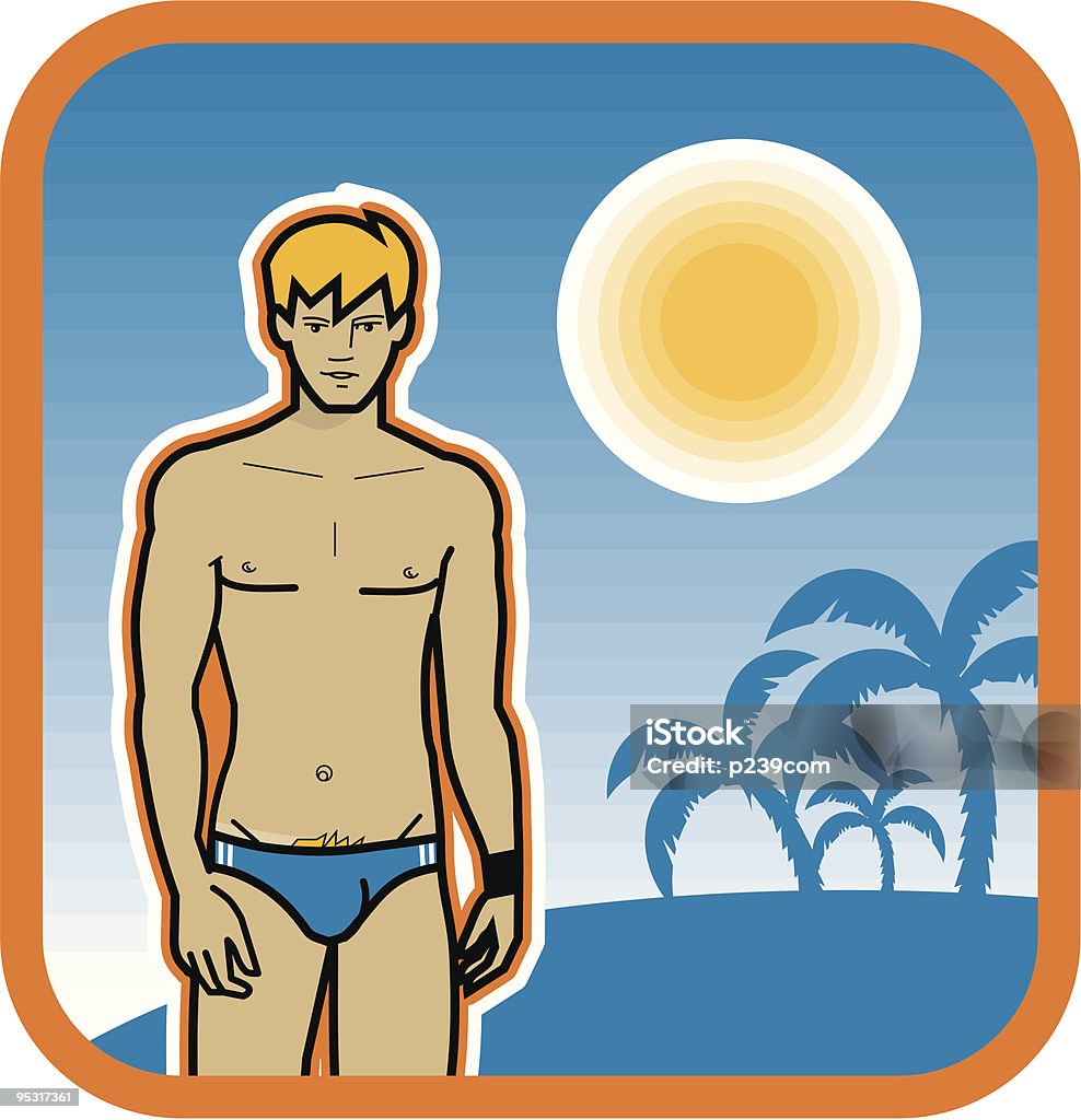 boys la playa - arte vectorial de Bañador de competición libre de derechos