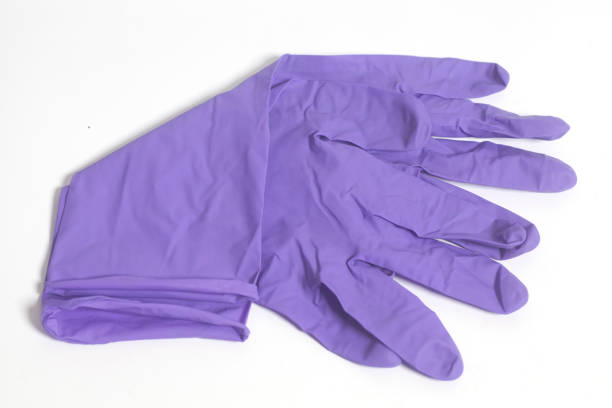 Purple latex gloves