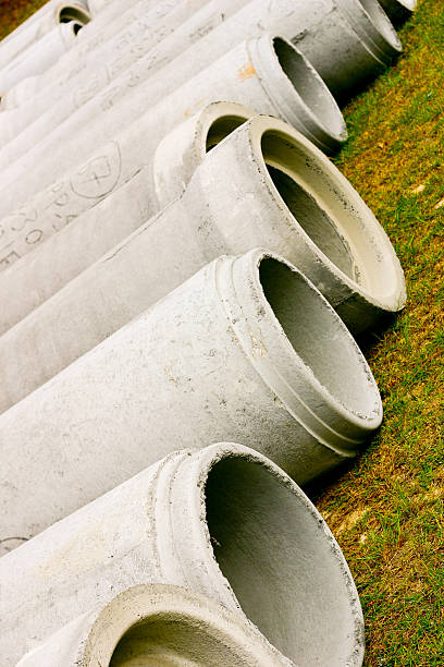Concrete pipes stock photo