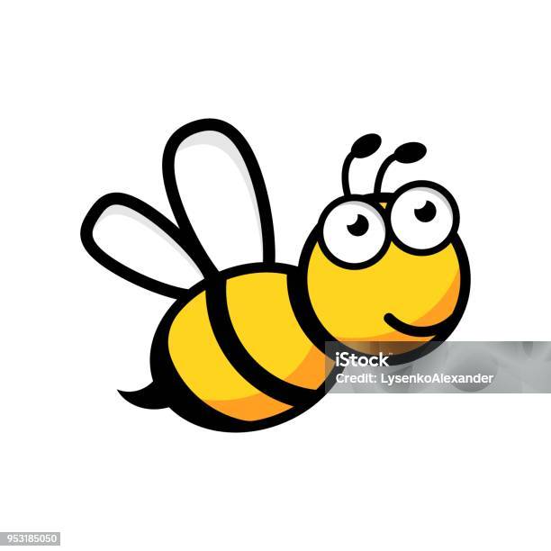 Cartoon Bee Logo Icon In Flat Style Wasp Insect Illustration On White Isolated Background Bee Business Concept Stock Illustration - Download Image Now