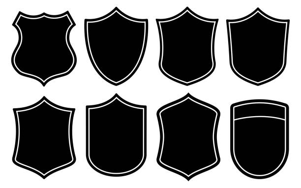ilustrações de stock, clip art, desenhos animados e ícones de badge shape set - police badge badge police white background