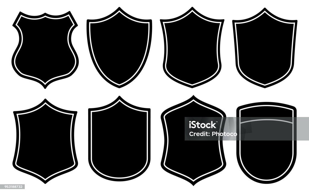 Badge Shape. Sign Badge Shape Set Stock Illustration - Download Image Now - Police Badge ...