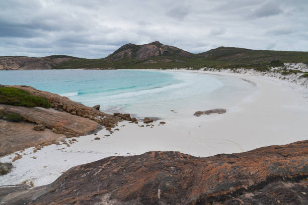 White beach of Thistle Cove on an overcast day, one of the most beautiful places in the Cape Le Grand National Park, Western Australia