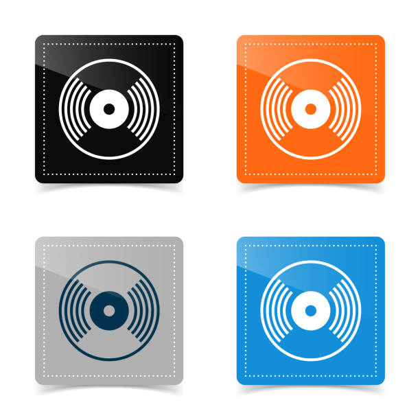 Web icons of musical disc vector art illustration