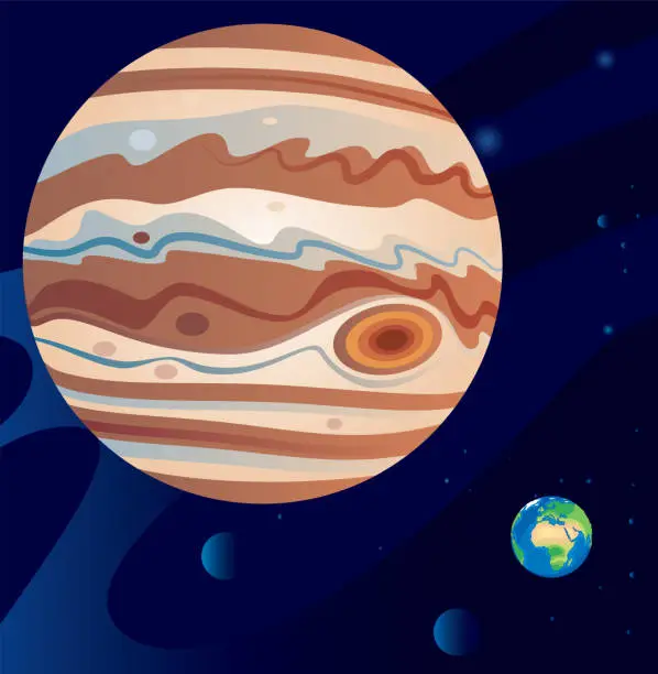 Vector illustration of Earth and Jupiter