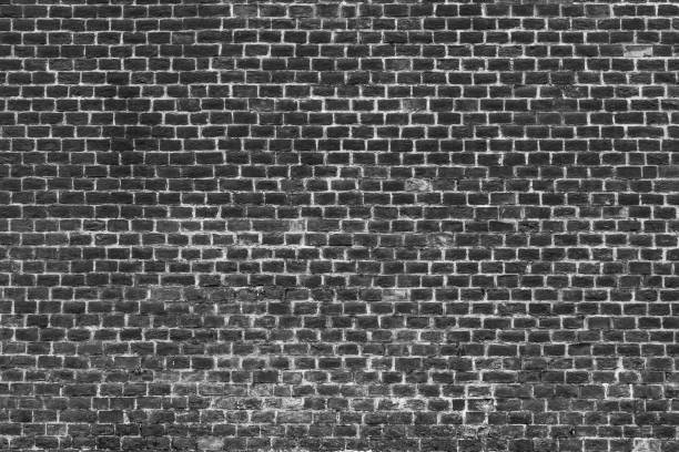 istock Old brick wall - empty facade, retro background, black-and-white picture 953206744