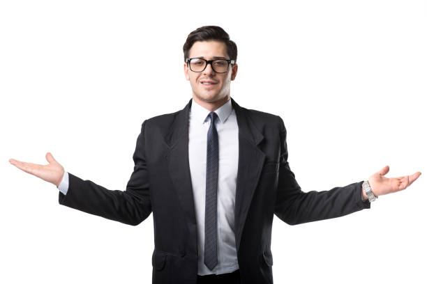 istock Businessman spreads his hands to the sides 953210940
