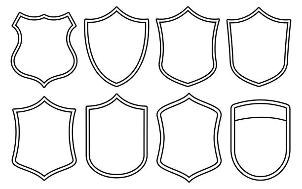 abzeichen-form-set - police badge badge police white background stock-grafiken, -clipart, -cartoons und -symbole