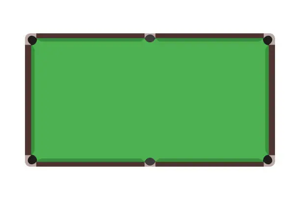 Vector illustration of Flat Snooker table. Top view of green billiard field. Vector illustration.
