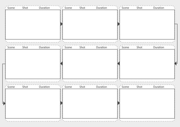 Professional of film storyboard mockup.  Template for easy to present the process of story. A4 design of paper to fit for print out. Vector illustration. Professional of film storyboard mockup.  Template for easy to present the process of story. A4 design of paper to fit for print out. Vector illustration storyboard template stock illustrations