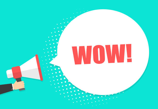 istock Male hand holding megaphone with wow speech bubble. Loudspeaker. Banner for business, marketing and advertising. Vector illustration. 953231714