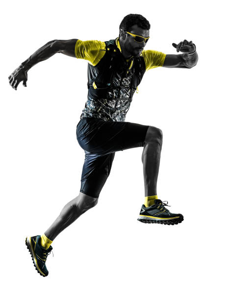 istock man trail runner running isolated silhouette white background 953232966