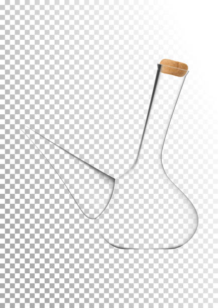 istock Vector illustration in photorealistic style. The image of a realistic glass transparent national spanish vessel for wine on transparent background. Serving wine with decanter 953244198