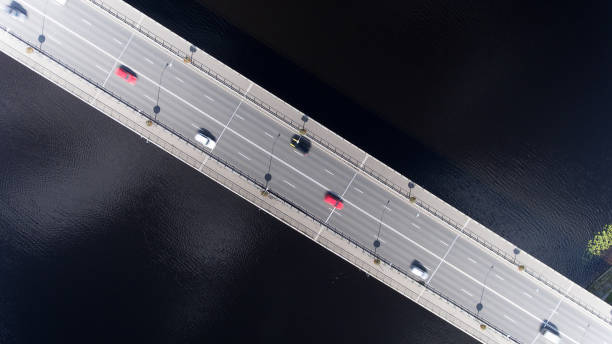 istock Bridge, viaduct, motorway view from above. Aerial. 953248000