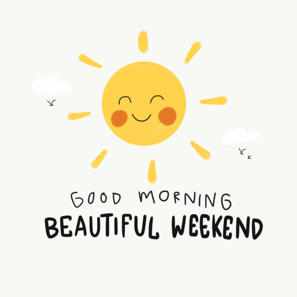istock Good morning beautiful weekend cute smile sun painting illustration 953248104