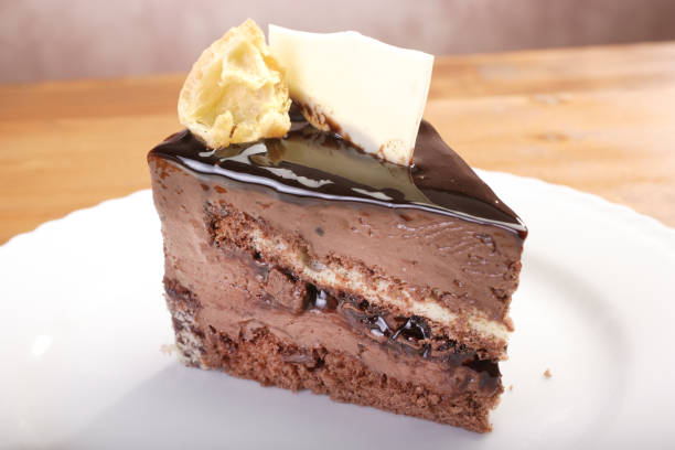 istock sliced chocolate cake arrangement in plate 953248934