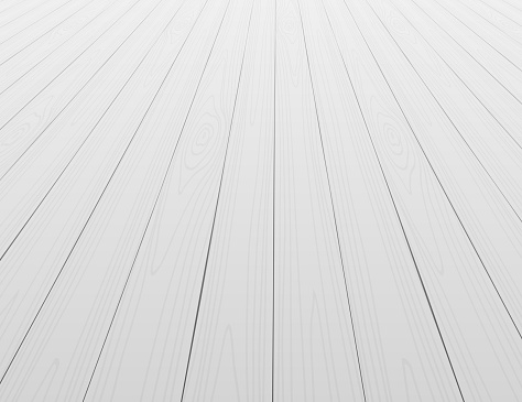 White wooden floor background in perspective. Vector illustration