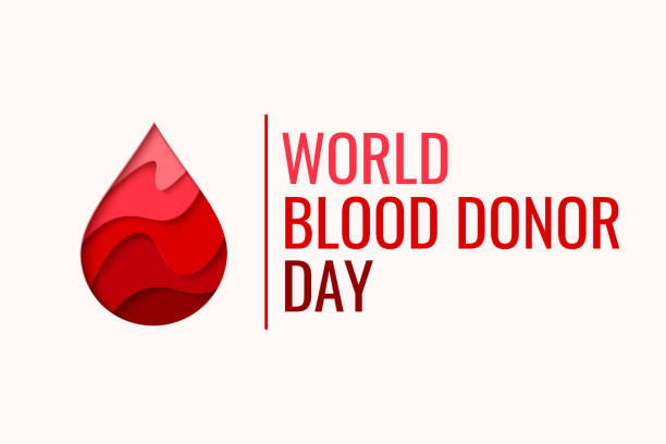 World Blood Donor Day - red paper cut blood drop World Blood Donor Day vector background. Awareness poster with red paper cut blood drop. 14 june. Hemophilia day concept blood illustrations stock illustrations