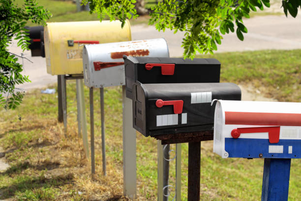 istock Group of colorful mailbox in a row in Florida 953273322